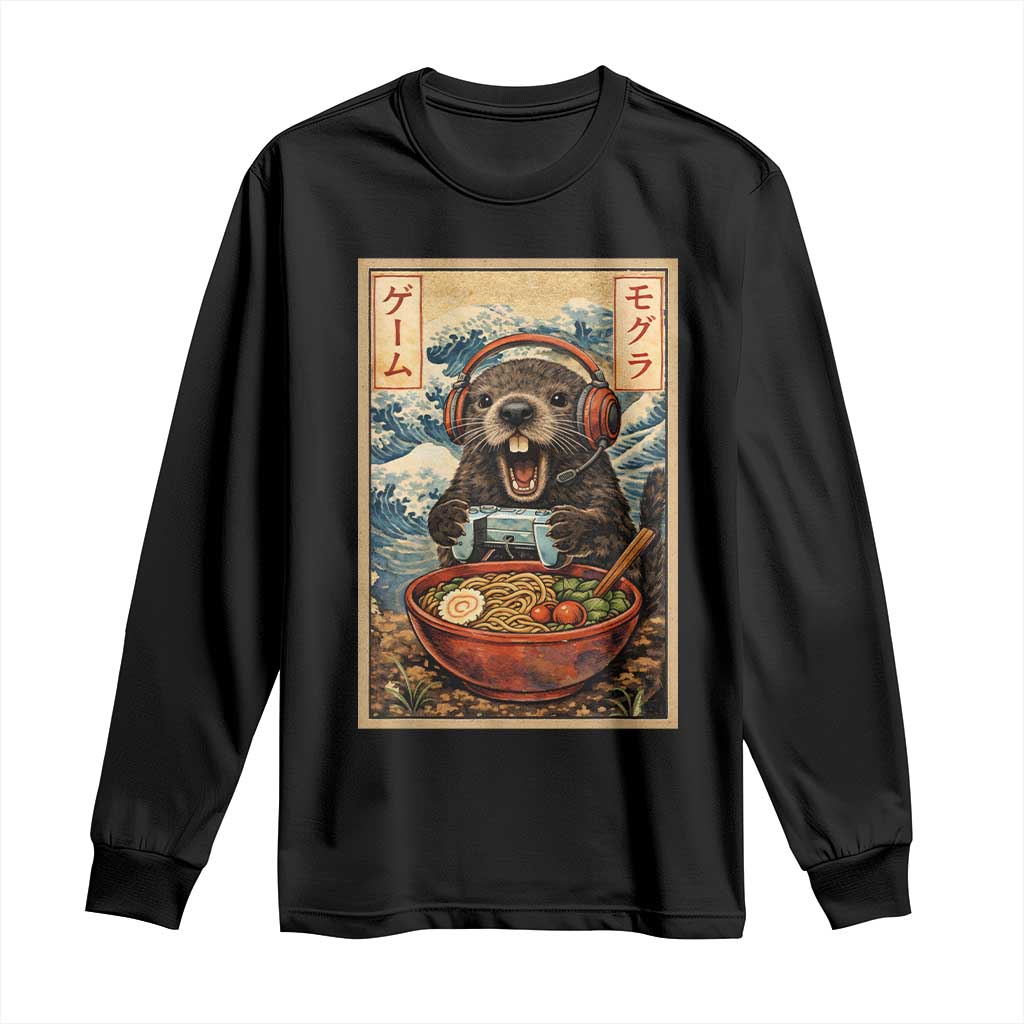 Cute Kawaii Gamer Groundhog Long Sleeve Shirt Funny Japanese Ramen Anime Otaku Fan Gift TS10 Black Print Your Wear