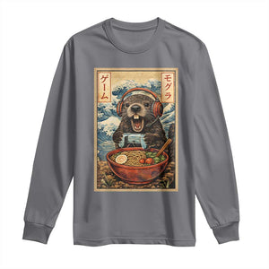 Cute Kawaii Gamer Groundhog Long Sleeve Shirt Funny Japanese Ramen Anime Otaku Fan Gift TS10 Charcoal Print Your Wear
