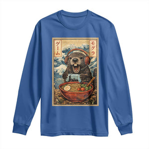 Cute Kawaii Gamer Groundhog Long Sleeve Shirt Funny Japanese Ramen Anime Otaku Fan Gift TS10 Royal Blue Print Your Wear