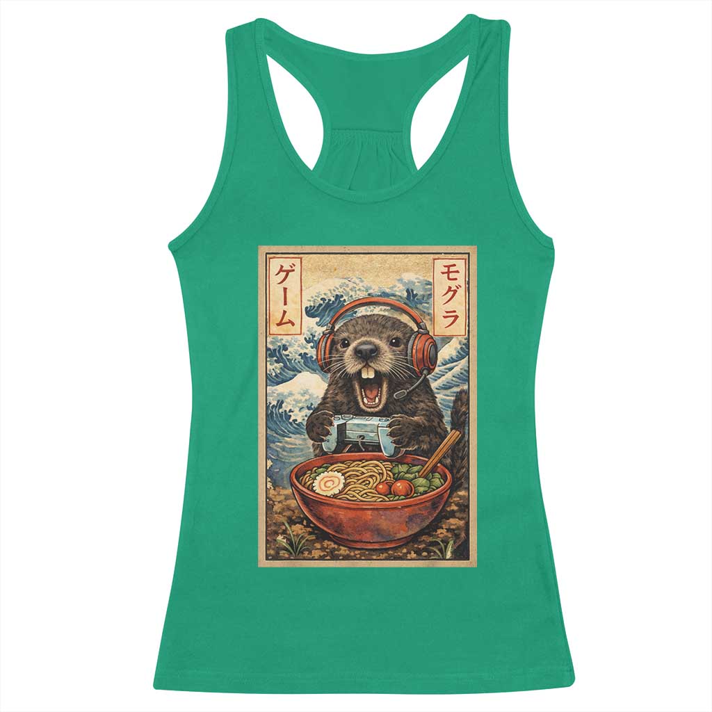 Cute Kawaii Gamer Groundhog Racerback Tank Top Funny Japanese Ramen Anime Otaku Fan Gift TS10 Irish Green Print Your Wear