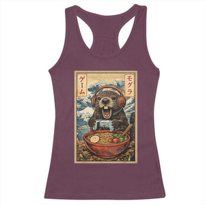 Cute Kawaii Gamer Groundhog Racerback Tank Top Funny Japanese Ramen Anime Otaku Fan Gift TS10 Maroon Print Your Wear