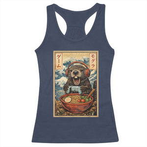 Cute Kawaii Gamer Groundhog Racerback Tank Top Funny Japanese Ramen Anime Otaku Fan Gift TS10 Navy Print Your Wear