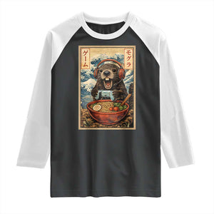 Cute Kawaii Gamer Groundhog Raglan Shirt Funny Japanese Ramen Anime Otaku Fan Gift TS10 Black White Print Your Wear