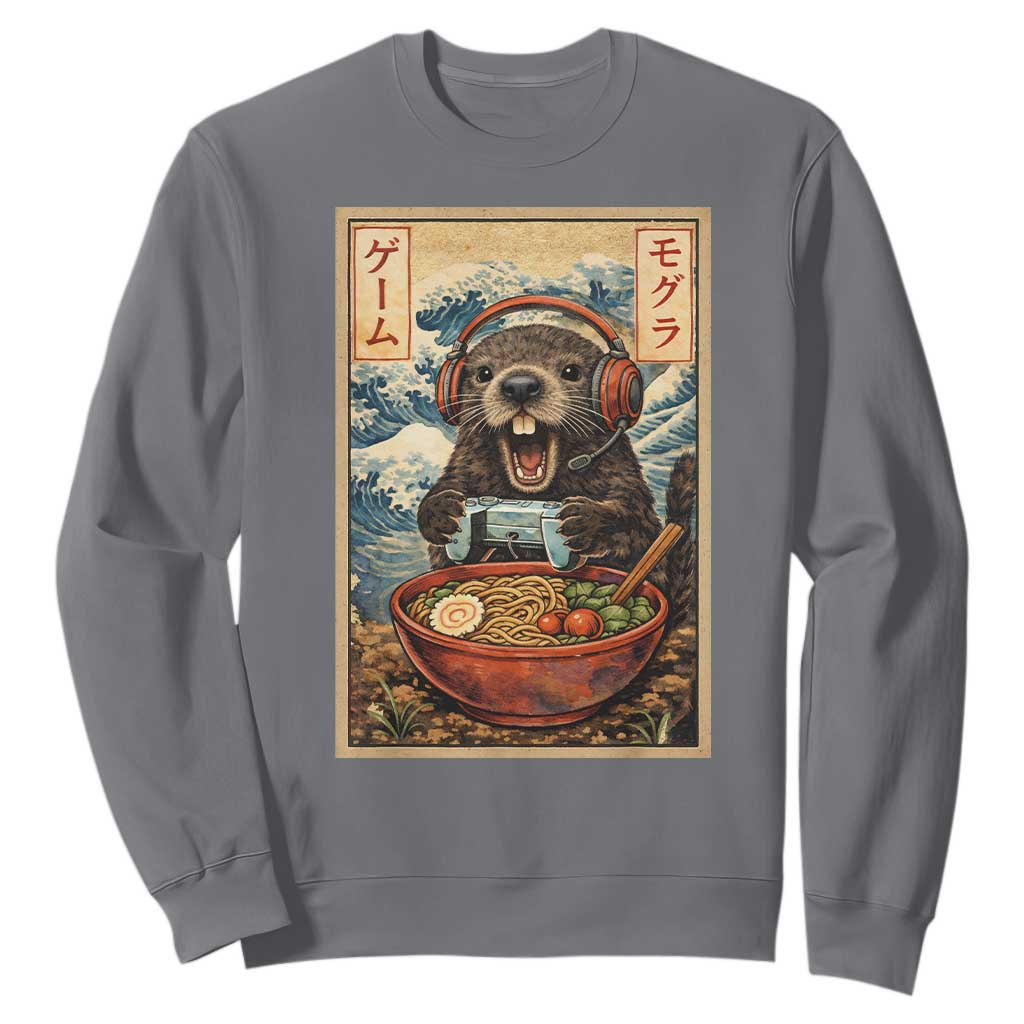 Cute Kawaii Gamer Groundhog Sweatshirt Funny Japanese Ramen Anime Otaku Fan Gift TS10 Charcoal Print Your Wear