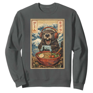 Cute Kawaii Gamer Groundhog Sweatshirt Funny Japanese Ramen Anime Otaku Fan Gift TS10 Dark Heather Print Your Wear