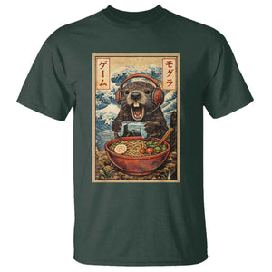 Cute Kawaii Gamer Groundhog T Shirt Funny Japanese Ramen Anime Otaku Fan Gift TS10 Dark Forest Green Print Your Wear
