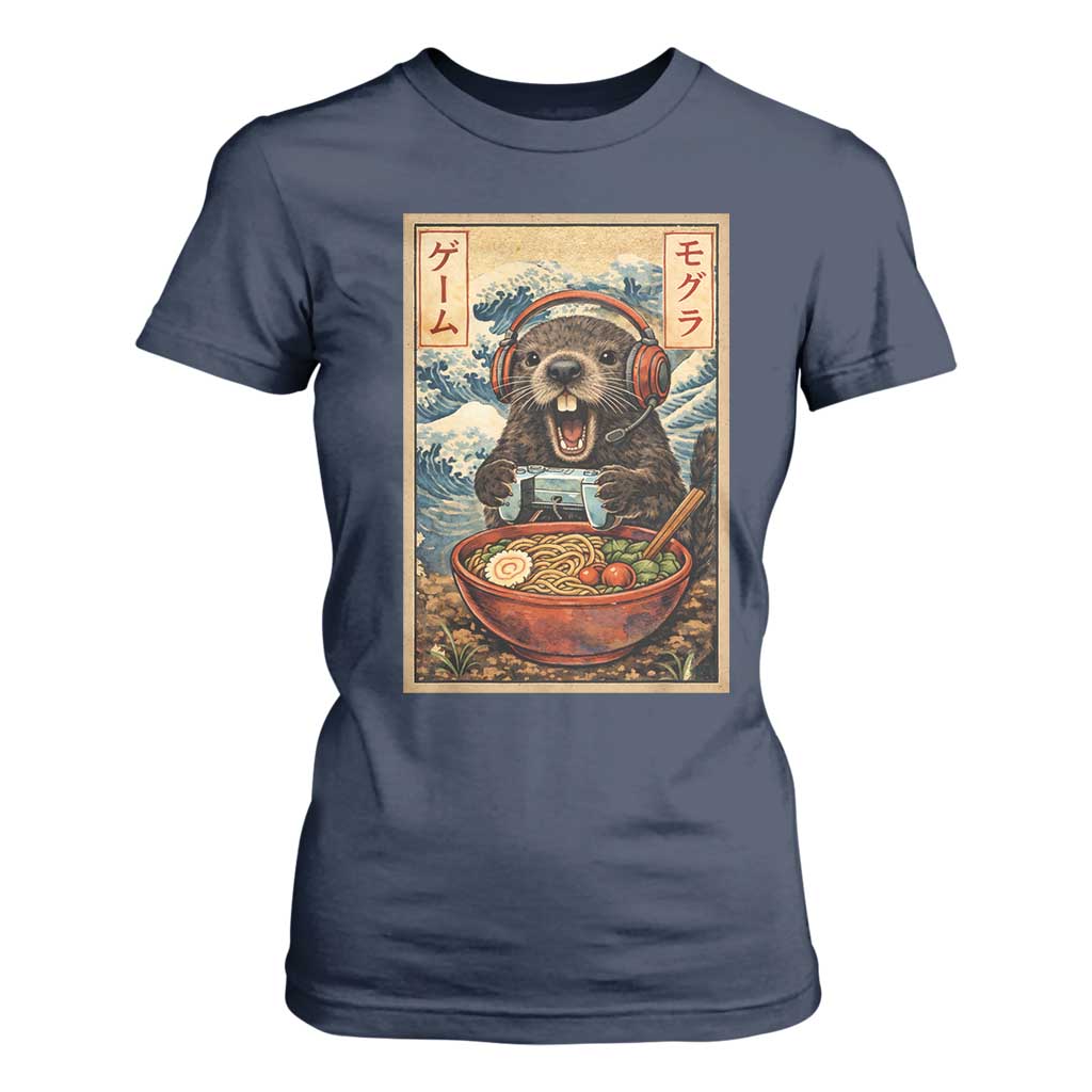 Cute Kawaii Gamer Groundhog T Shirt For Women Funny Japanese Ramen Anime Otaku Fan Gift TS10 Navy Print Your Wear