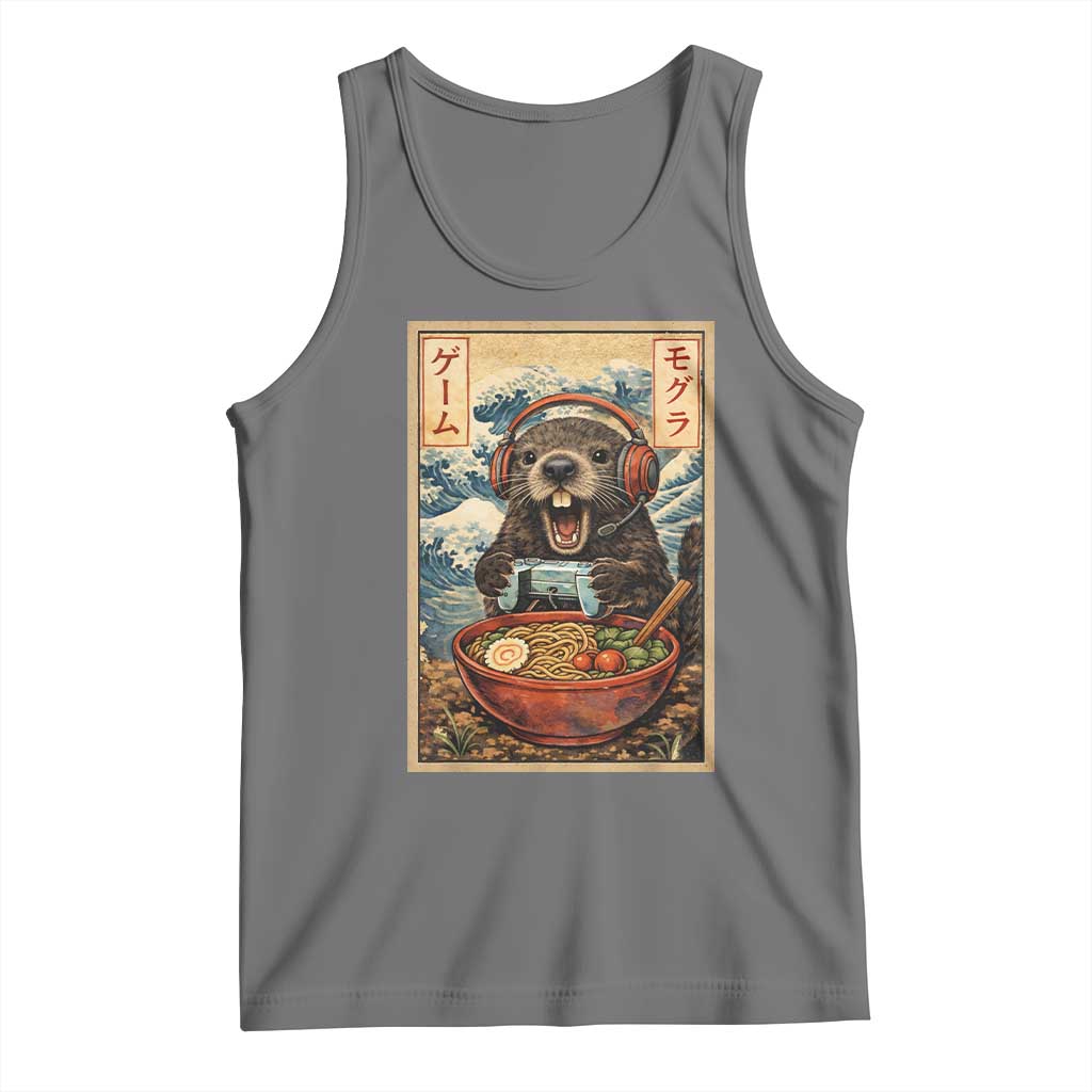 Cute Kawaii Gamer Groundhog Tank Top Funny Japanese Ramen Anime Otaku Fan Gift TS10 Black Heather Print Your Wear