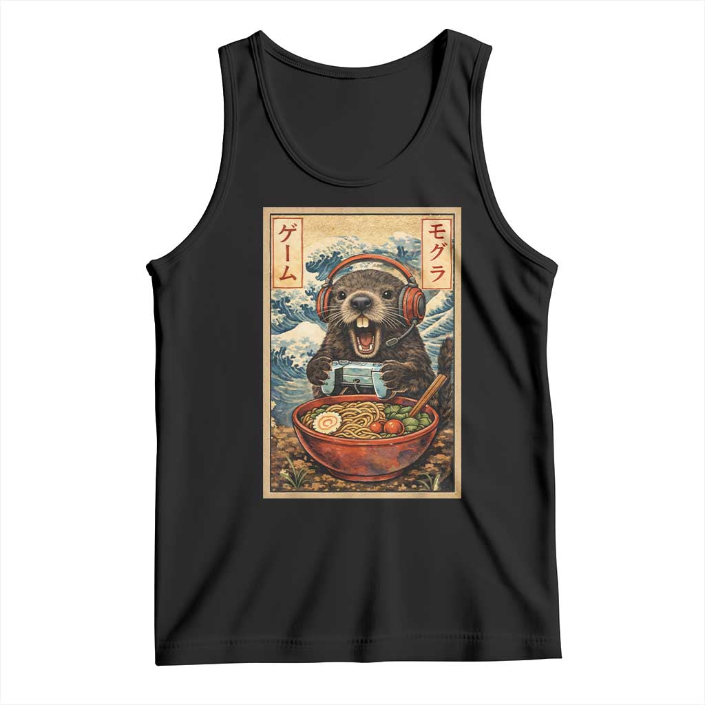 Cute Kawaii Gamer Groundhog Tank Top Funny Japanese Ramen Anime Otaku Fan Gift TS10 Black Print Your Wear