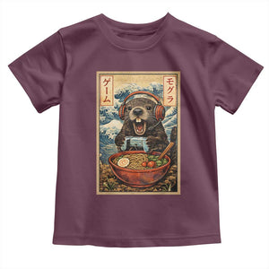 Cute Kawaii Gamer Groundhog Toddler T Shirt Funny Japanese Ramen Anime Otaku Fan Gift TS10 Maroon Print Your Wear