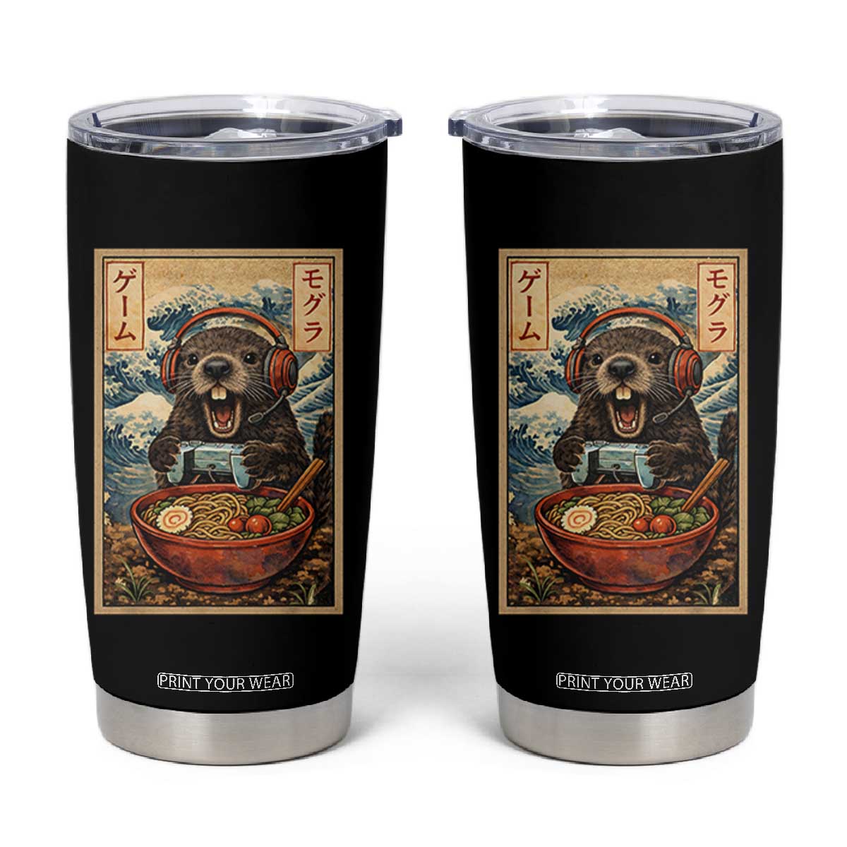 Cute Kawaii Gamer Groundhog Tumbler Cup Funny Japanese Ramen Anime Otaku Fan Gift TS10 Black Print Your Wear