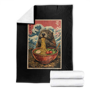 Japanese Groundhog Ramen Noodles Throw Blanket Funny Kawaii Anime TS10 Black Print Your Wear