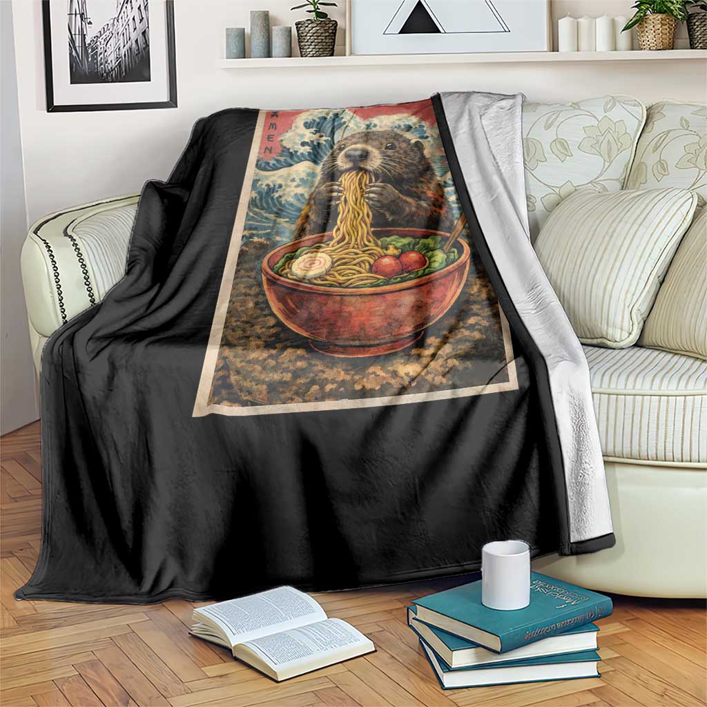 Japanese Groundhog Ramen Noodles Throw Blanket Funny Kawaii Anime TS10 Print Your Wear