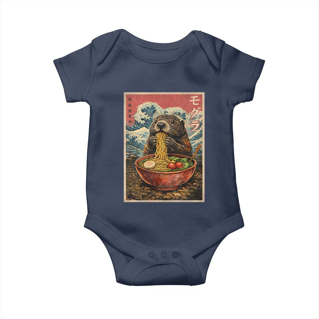 Japanese Groundhog Ramen Noodles Baby Onesie Funny Kawaii Anime TS10 Navy Print Your Wear