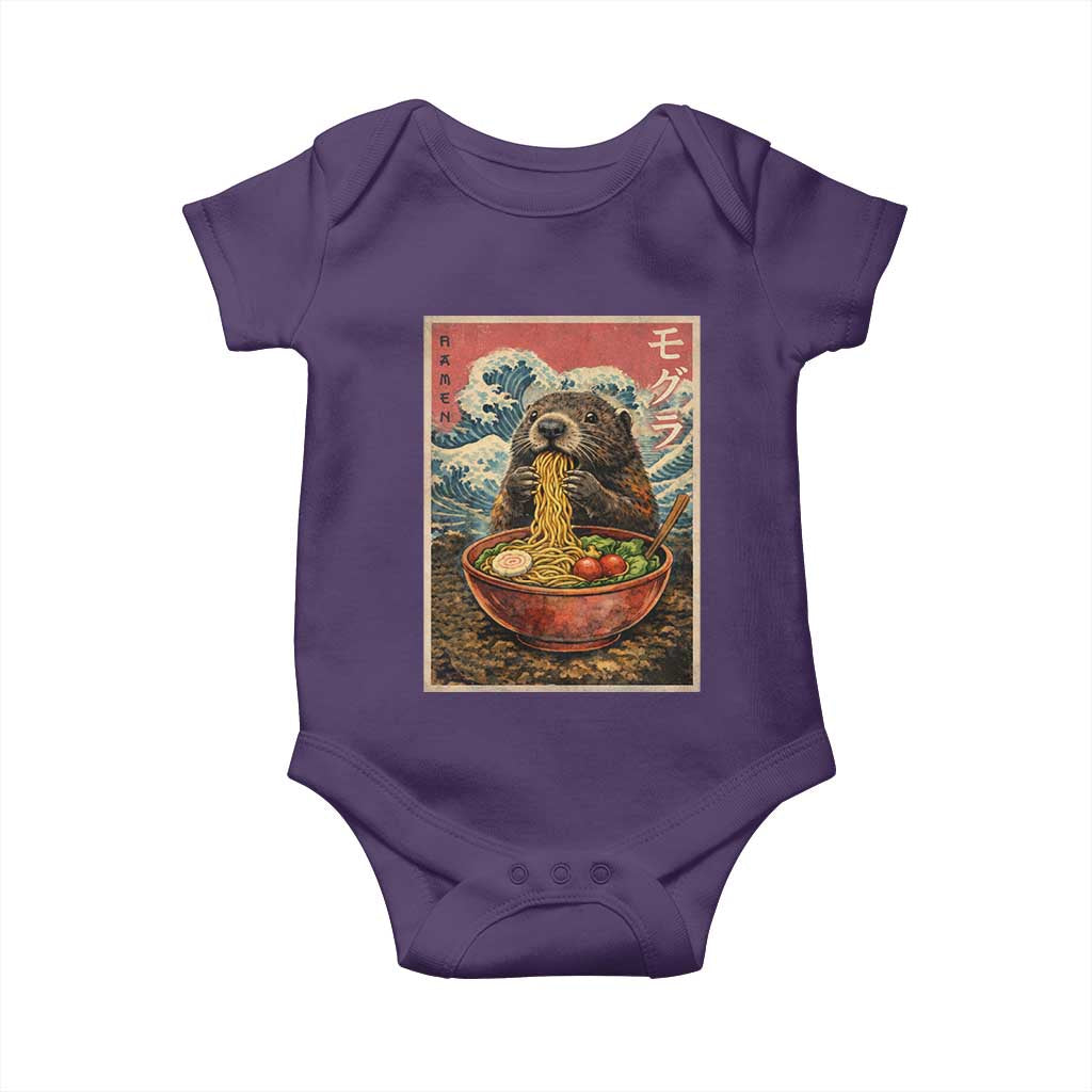 Japanese Groundhog Ramen Noodles Baby Onesie Funny Kawaii Anime TS10 Purple Print Your Wear