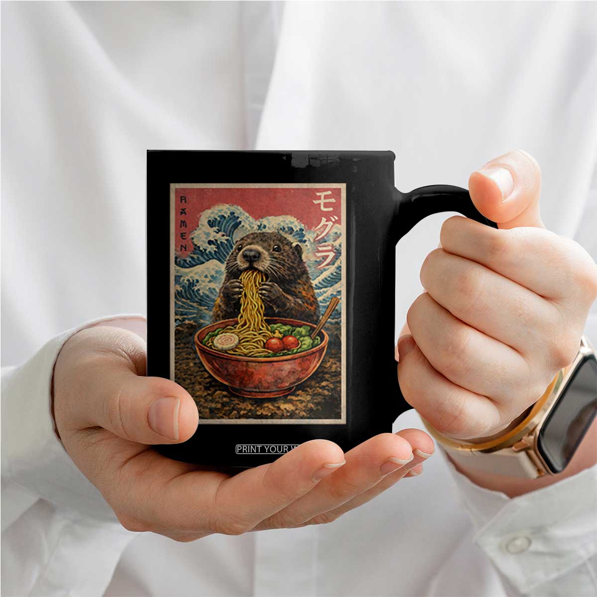 Japanese Groundhog Ramen Noodles Coffee Mug Funny Kawaii Anime TS10 Print Your Wear