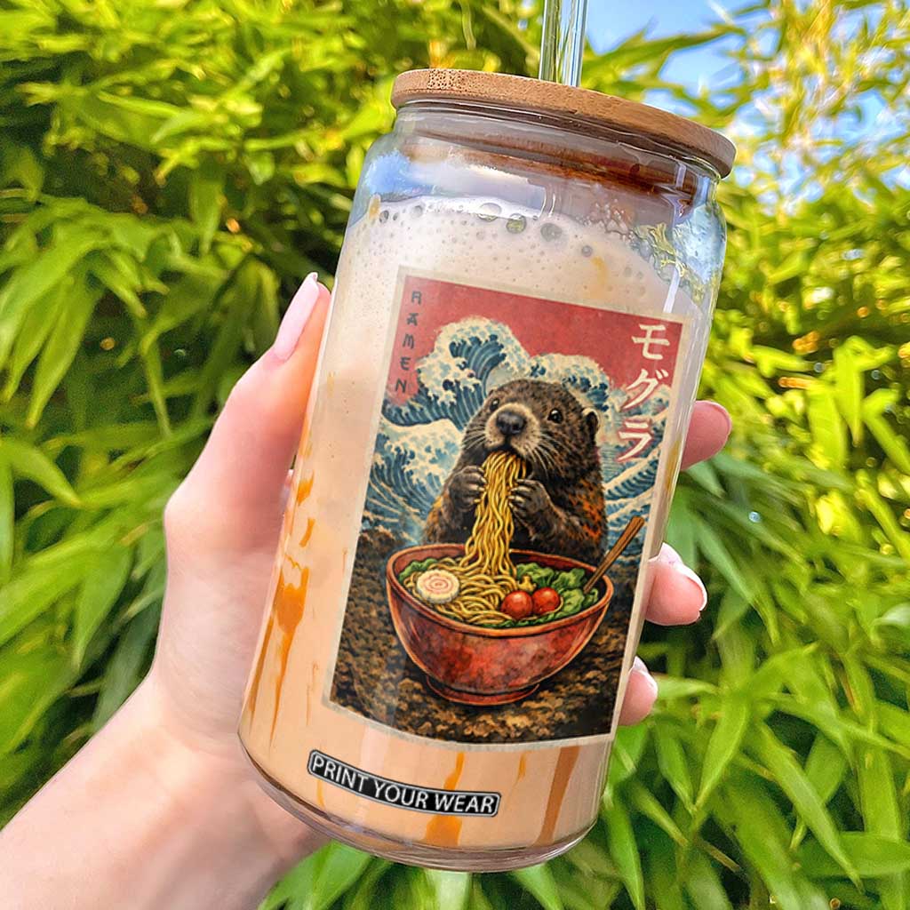 Japanese Groundhog Ramen Noodles Glass Can Funny Kawaii Anime TS10 Black Print Your Wear