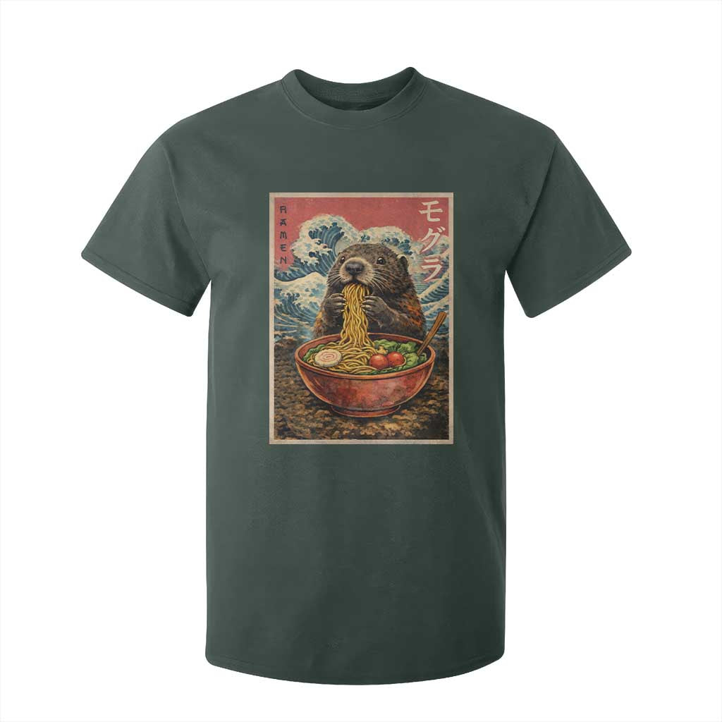 Japanese Groundhog Ramen Noodles T Shirt For Kid Funny Kawaii Anime TS10 Dark Forest Green Print Your Wear