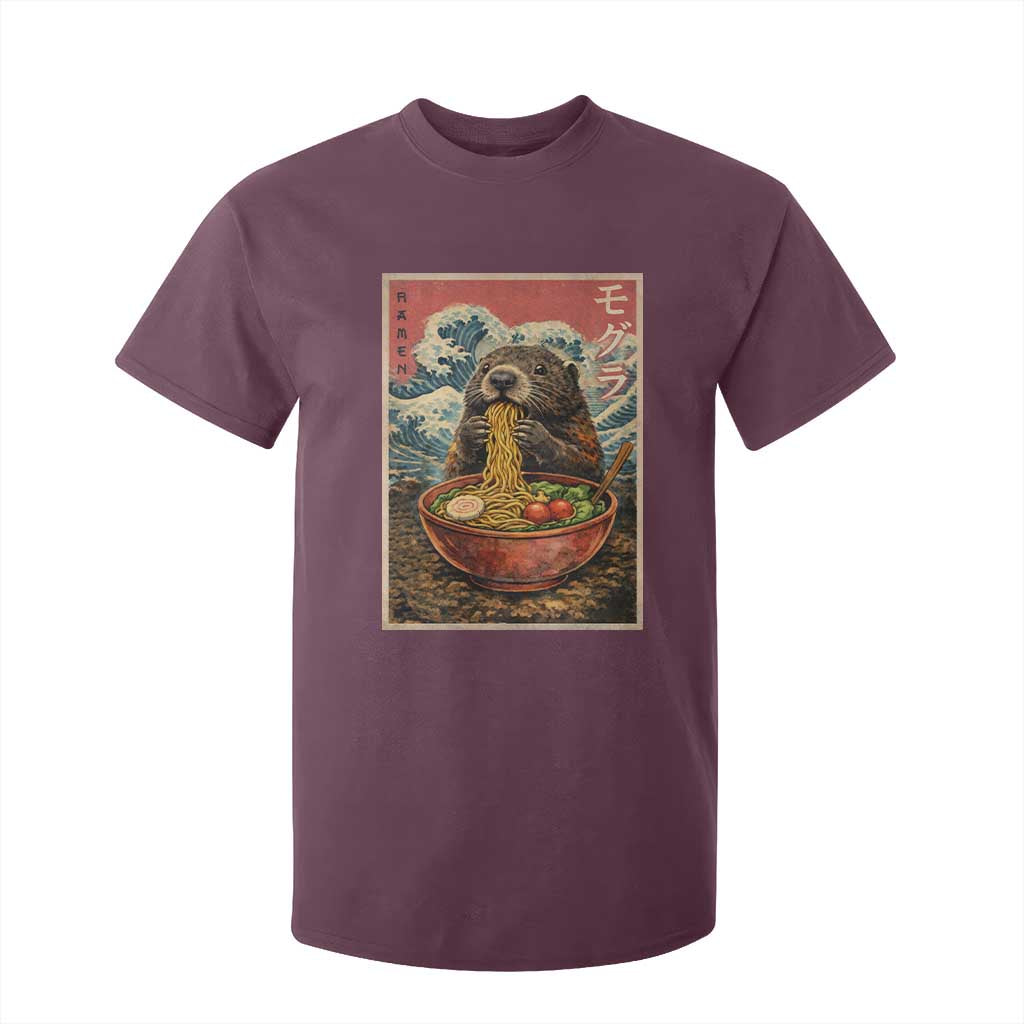 Japanese Groundhog Ramen Noodles T Shirt For Kid Funny Kawaii Anime TS10 Maroon Print Your Wear