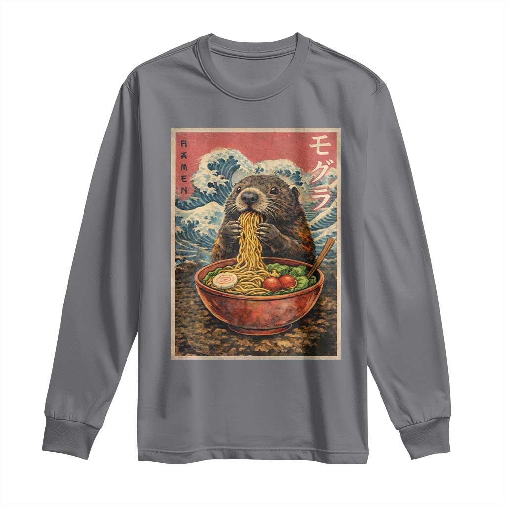 Japanese Groundhog Ramen Noodles Long Sleeve Shirt Funny Kawaii Anime TS10 Charcoal Print Your Wear