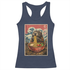 Japanese Groundhog Ramen Noodles Racerback Tank Top Funny Kawaii Anime TS10 Navy Print Your Wear