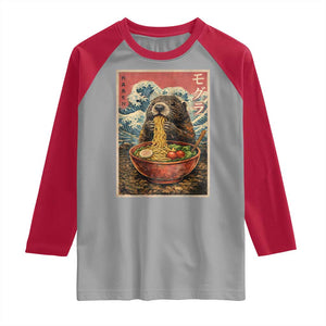 Japanese Groundhog Ramen Noodles Raglan Shirt Funny Kawaii Anime TS10 Sport Gray Red Print Your Wear