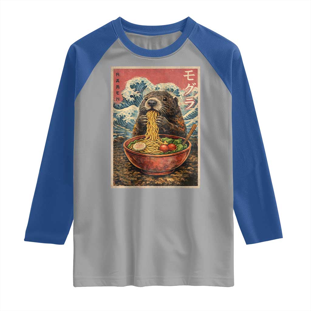 Japanese Groundhog Ramen Noodles Raglan Shirt Funny Kawaii Anime TS10 Sport Gray Royal Print Your Wear