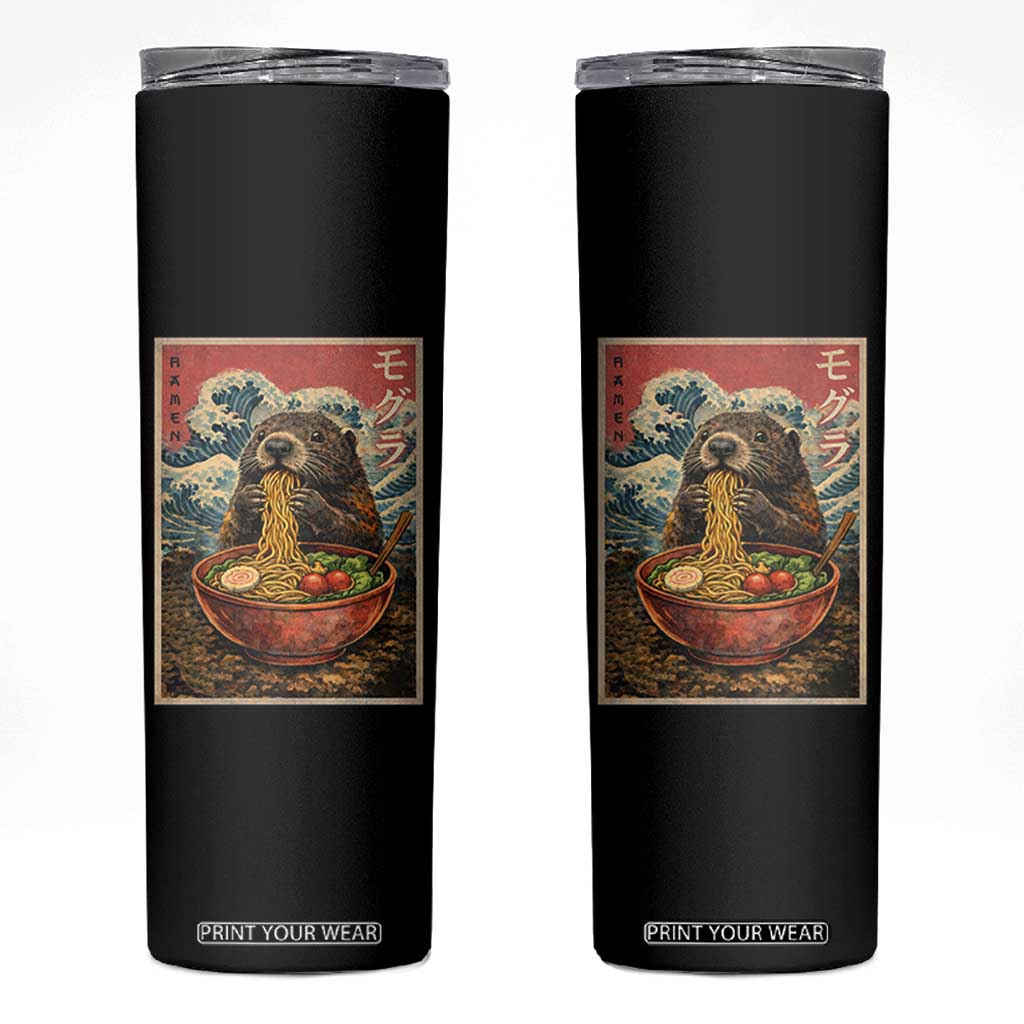Japanese Groundhog Ramen Noodles Skinny Tumbler Funny Kawaii Anime TS10 Black Print Your Wear
