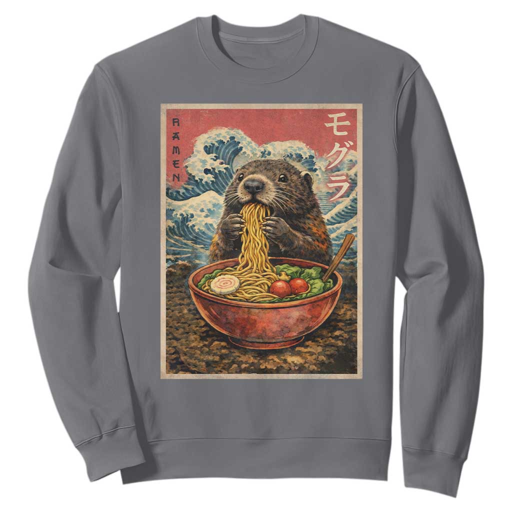 Japanese Groundhog Ramen Noodles Sweatshirt Funny Kawaii Anime TS10 Charcoal Print Your Wear