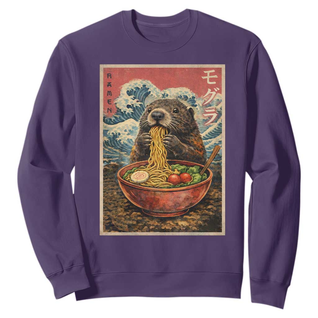 Japanese Groundhog Ramen Noodles Sweatshirt Funny Kawaii Anime TS10 Purple Print Your Wear