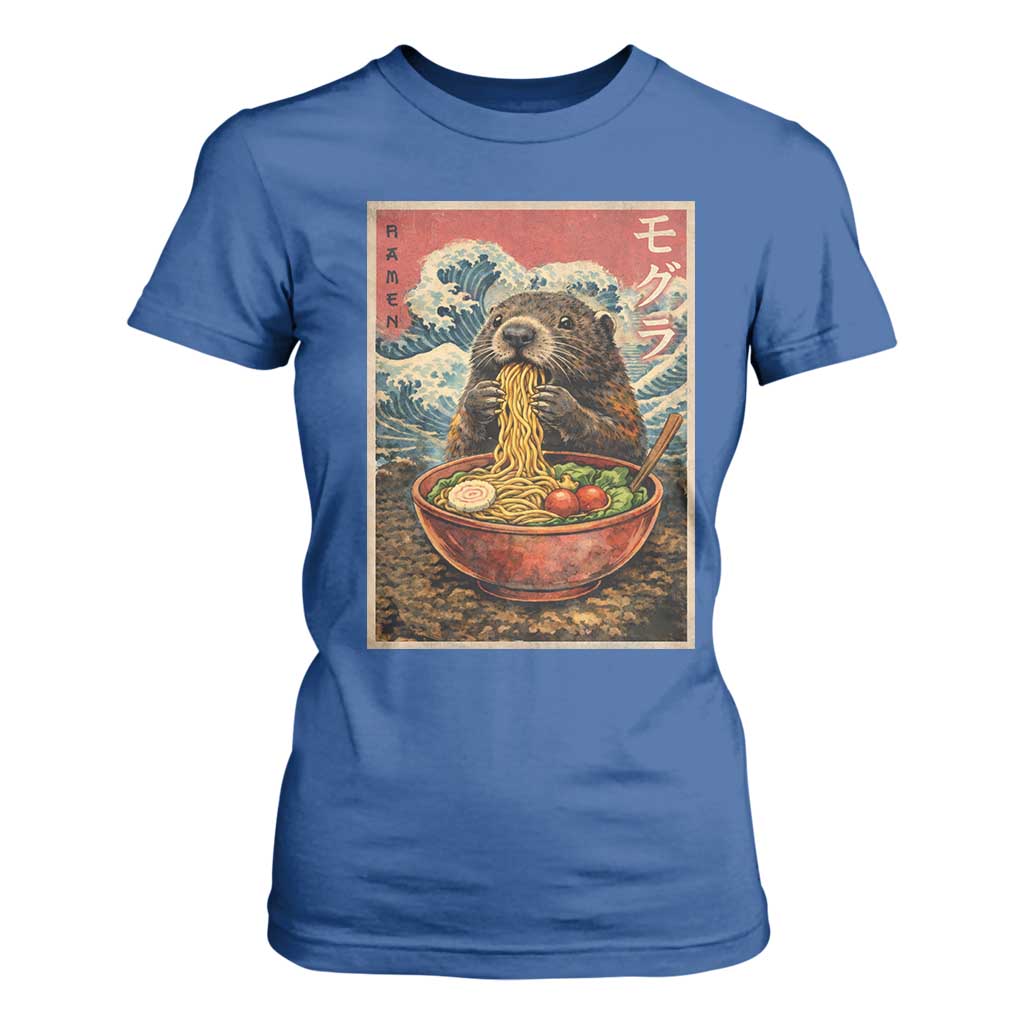 Japanese Groundhog Ramen Noodles T Shirt For Women Funny Kawaii Anime TS10 Royal Blue Print Your Wear
