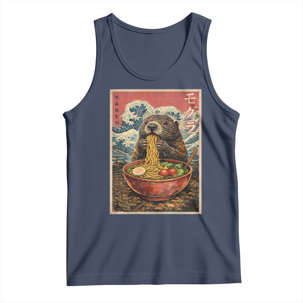 Japanese Groundhog Ramen Noodles Tank Top Funny Kawaii Anime TS10 Navy Print Your Wear