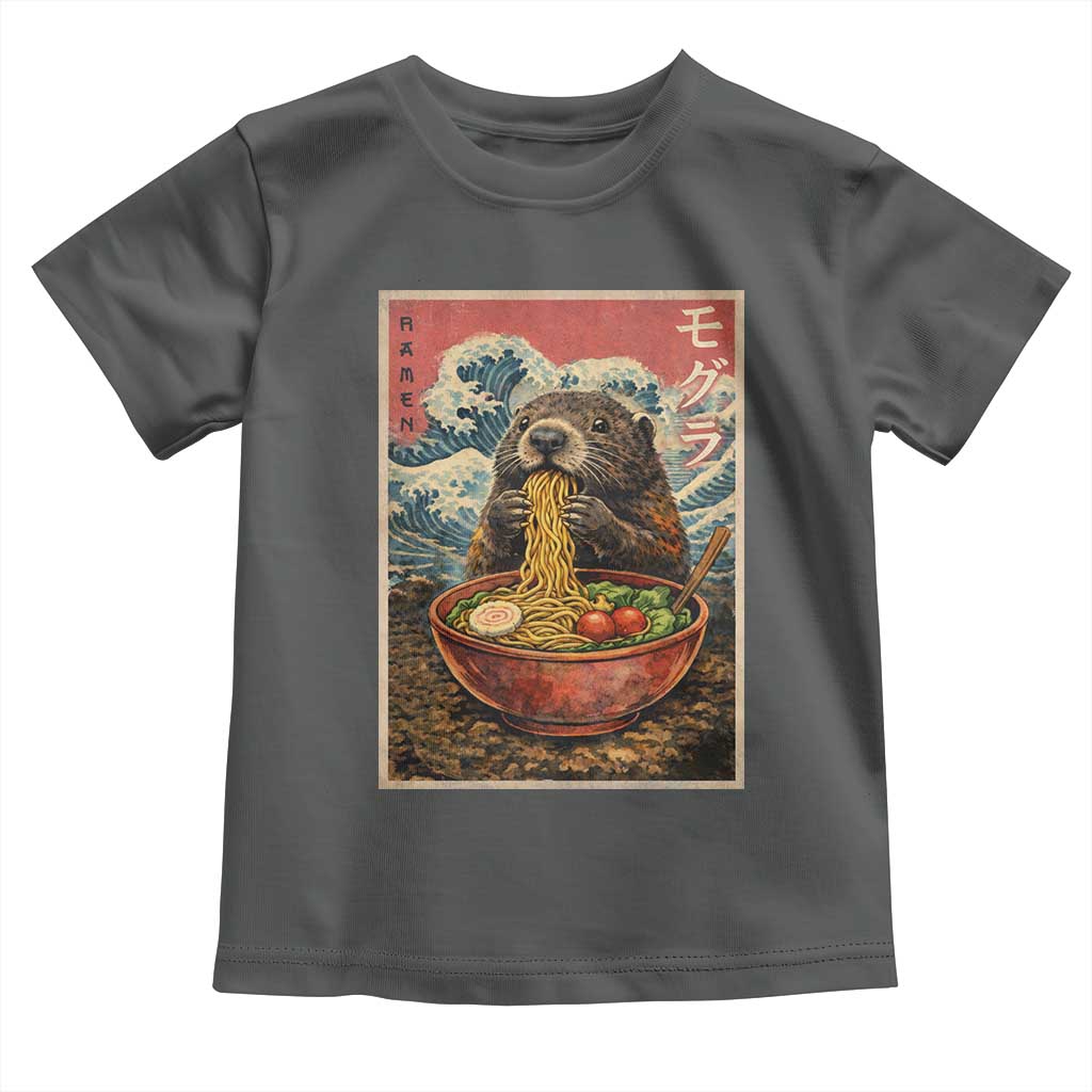 Japanese Groundhog Ramen Noodles Toddler T Shirt Funny Kawaii Anime TS10 Dark Heather Print Your Wear