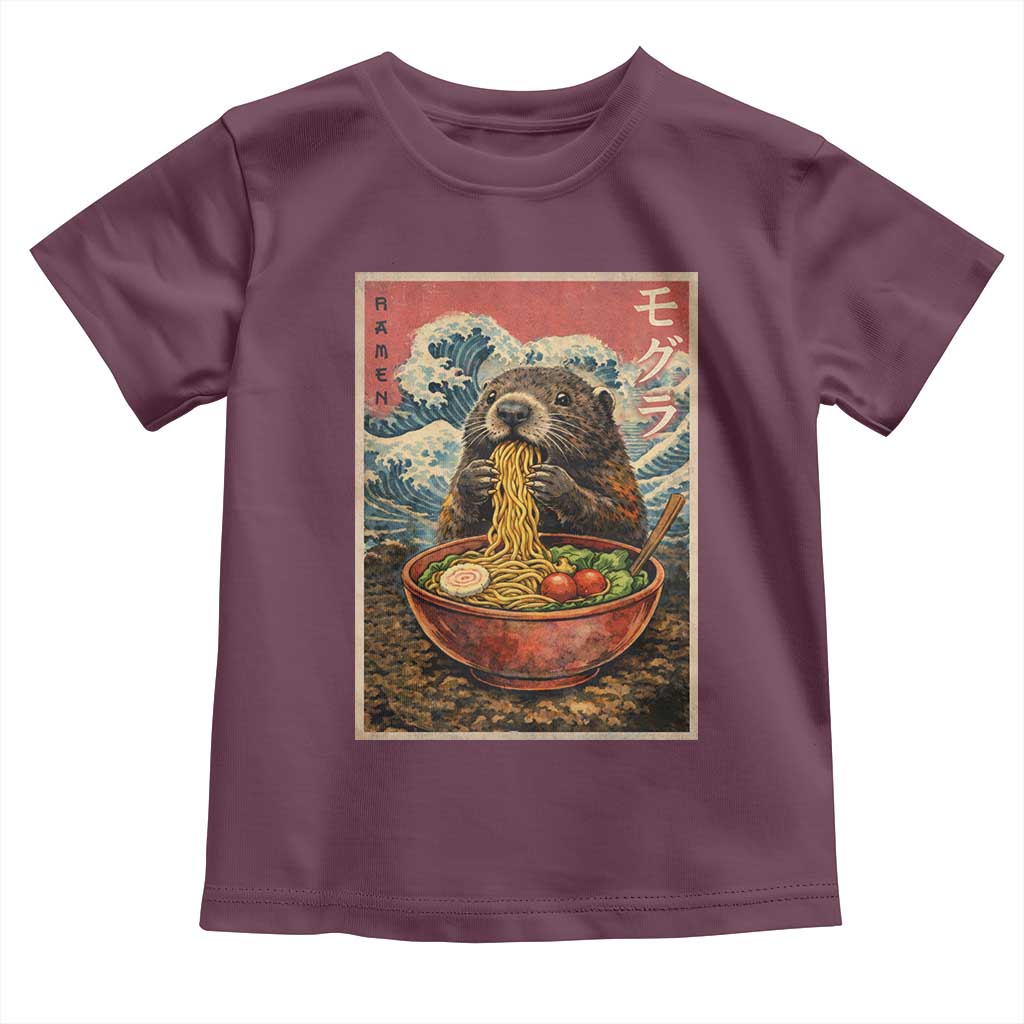 Japanese Groundhog Ramen Noodles Toddler T Shirt Funny Kawaii Anime TS10 Maroon Print Your Wear