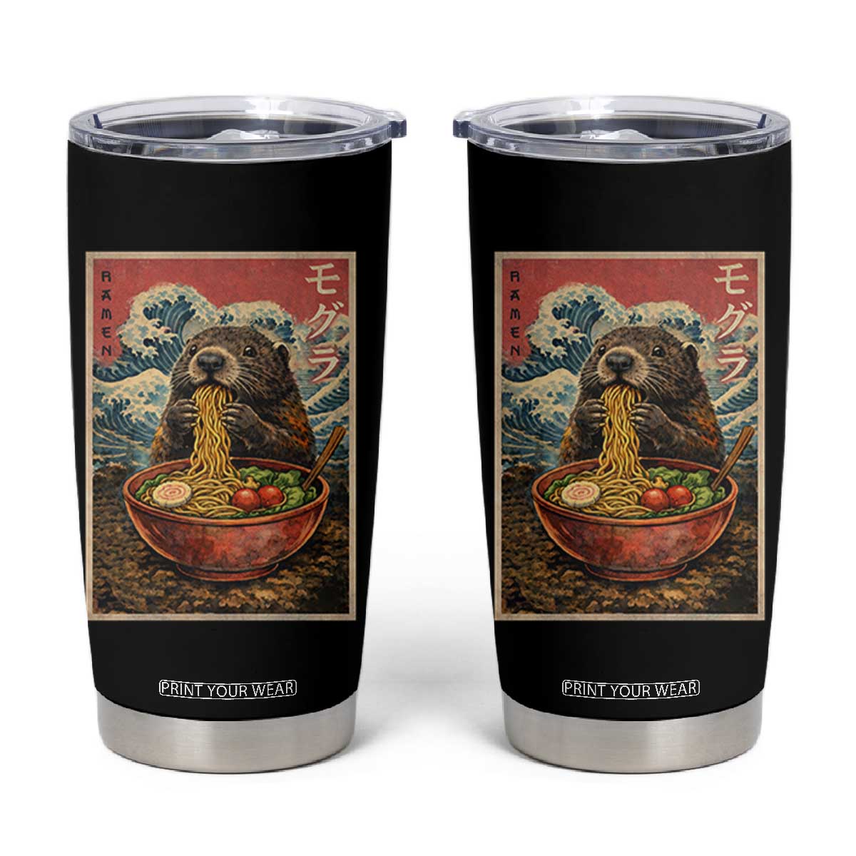 Japanese Groundhog Ramen Noodles Tumbler Cup Funny Kawaii Anime TS10 Black Print Your Wear
