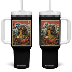 Japanese Groundhog Ramen Noodles Tumbler With Handle Funny Kawaii Anime TS10 One Size: 40 oz Black Print Your Wear