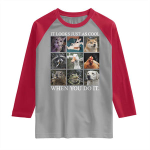 Animals Smoking Cigarettes Meme Raglan Shirt It Looks Just as Cool When You Do It TS10 Sport Gray Red Print Your Wear