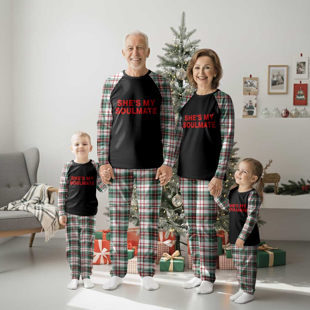 Funny Couple Matching Plaid Pajama Set She's My Soulmate I Don't Know Him Couples TS10 Christmas Plaid Print Your Wear