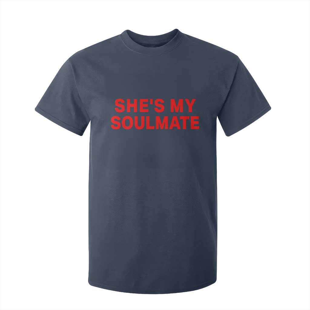 Funny Couple Matching T Shirt For Kid She's My Soulmate I Don't Know Him Couples TS10 Navy Print Your Wear