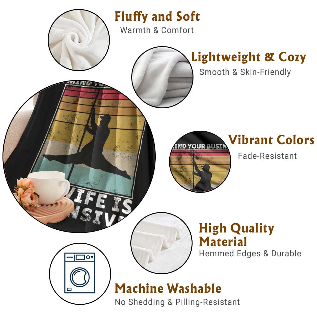 Sarcastic Husband Throw Blanket Retro Mind Your Business My Wife Is Expensive TS10 Print Your Wear