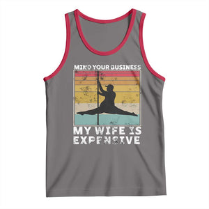 Sarcastic Husband Tank Top Retro Mind Your Business My Wife Is Expensive TS10 Deep Heather Red Print Your Wear