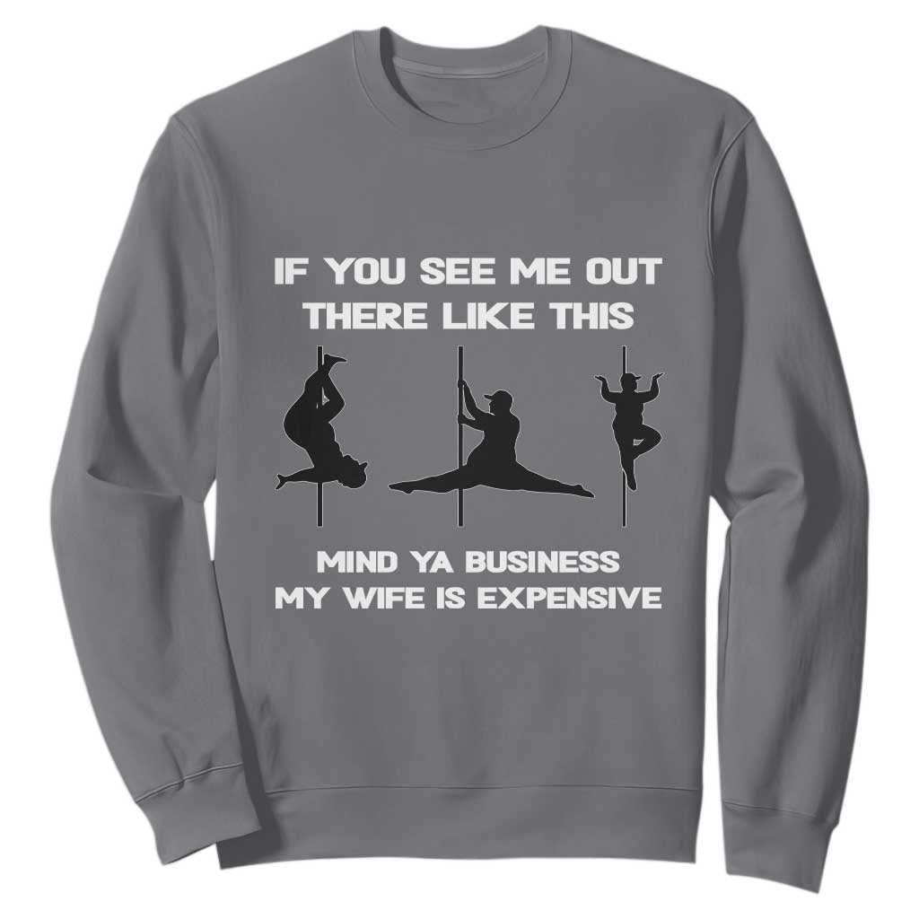 Sarcastic Husband Sweatshirt Mind Your Business My Wife Is Expensive TS10 Charcoal Print Your Wear