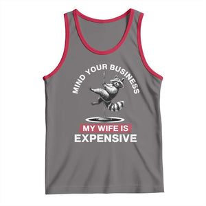 Sarcastic Husband Tank Top Mind Your Business My Wife Is Expensive Raccoon TS10 Deep Heather Red Print Your Wear