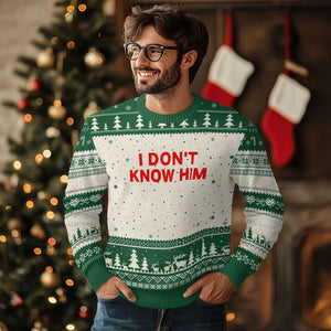 Funny Couple Matching Ugly Christmas Sweater I Don't Know Him Couples She's My Soulmate TS10 Beige Green Print Your Wear