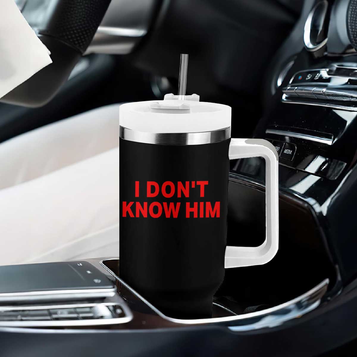 Funny Couple Matching Tumbler With Handle I Don't Know Him Couples She's My Soulmate TS10 Print Your Wear