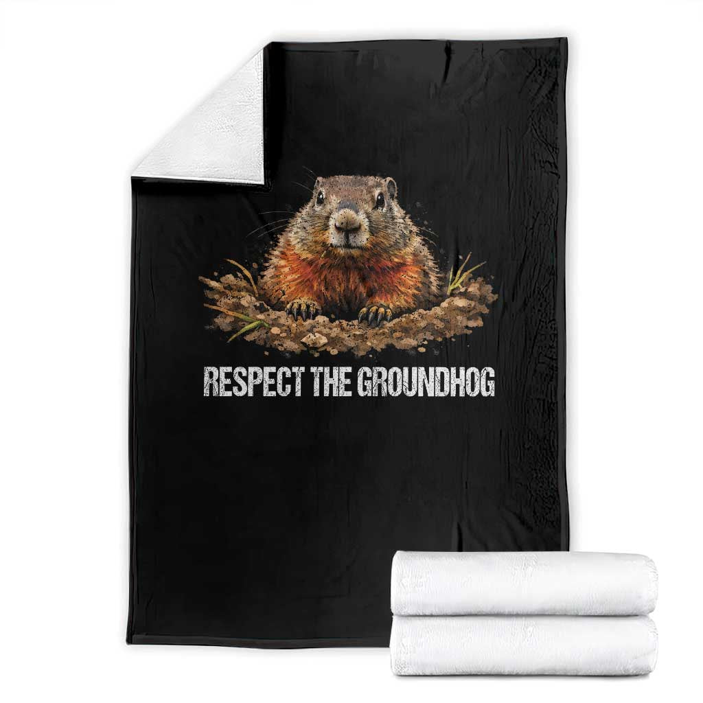 Respect The Groundhog Throw Blanket Funny Woodchuck TS10 Black Print Your Wear