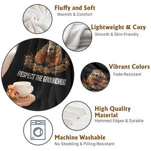 Respect The Groundhog Throw Blanket Funny Woodchuck TS10 Print Your Wear