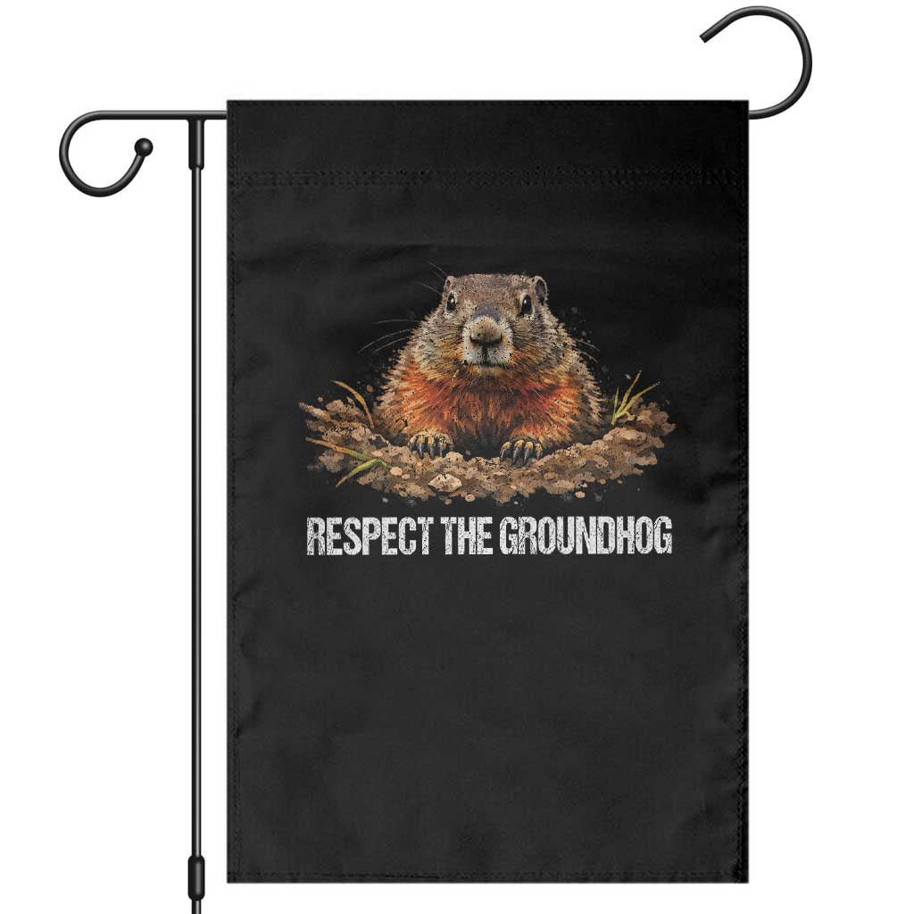 Respect The Groundhog Garden Flag Funny Woodchuck TS10 Black Print Your Wear