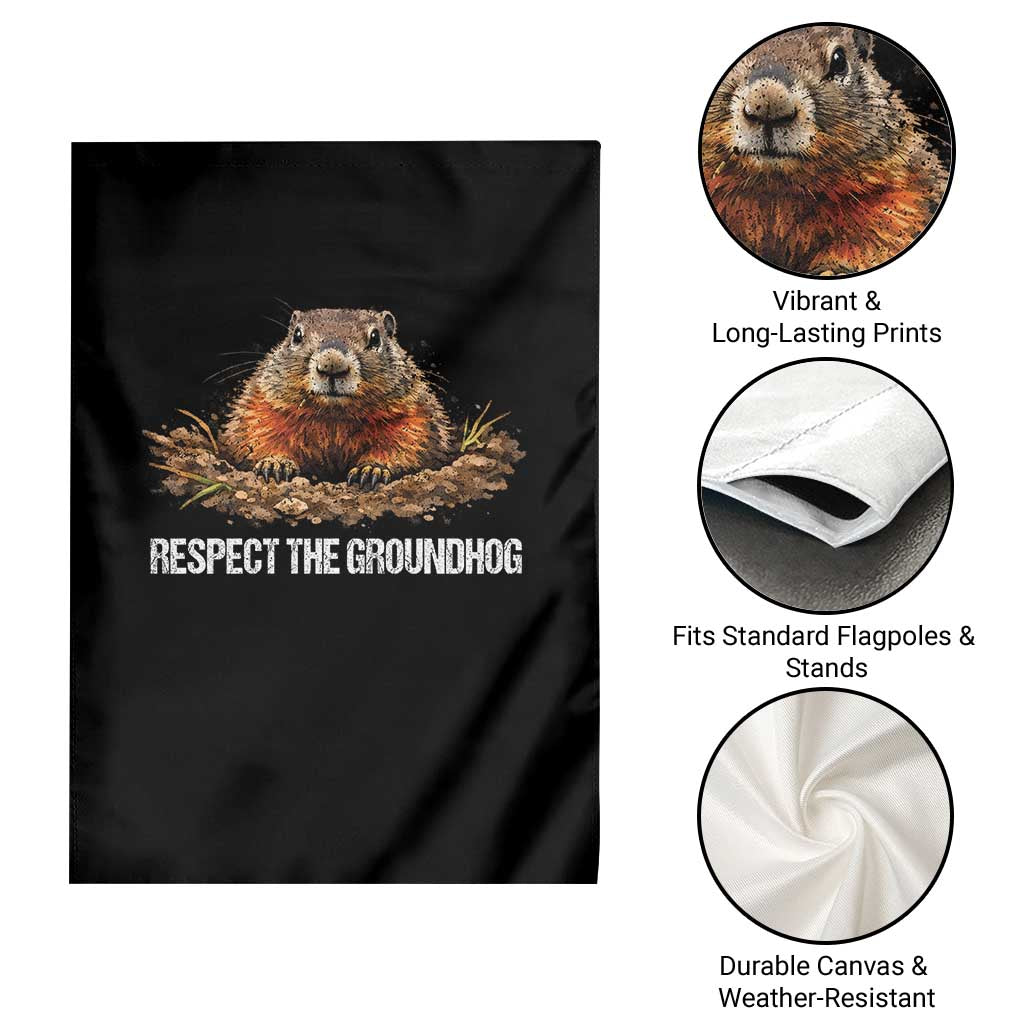 Respect The Groundhog Garden Flag Funny Woodchuck TS10 Print Your Wear