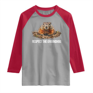 Respect The Groundhog Raglan Shirt Funny Woodchuck TS10 Sport Gray Red Print Your Wear
